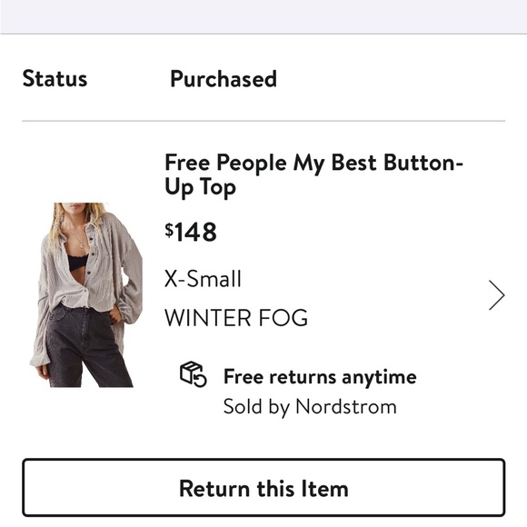 Free People My Best Top Button-Up Top Sz XS - Runs Big Winter Fog - NWOT - Picture 6 of 14